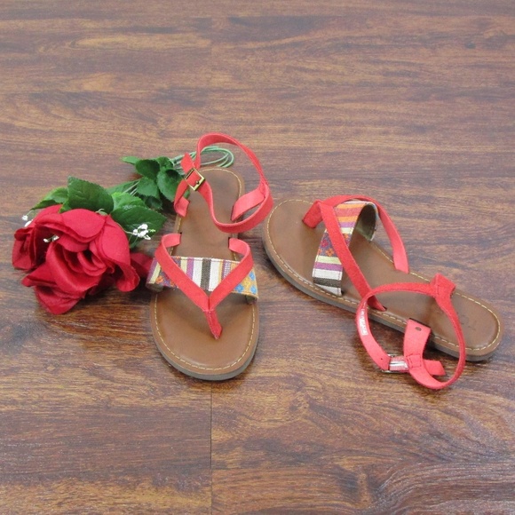Toms Shoes - Toms Brown Leather Sandals Sz 6 NWOB Orange Straps